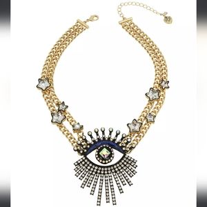 New! BETSEY JOHNSON Shine Bright Collection Evil Eye & Stars Statement Necklace.